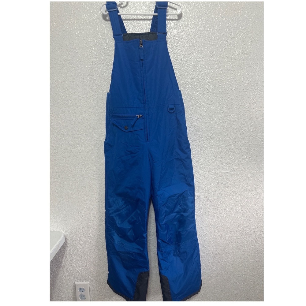 TSLA Youth Snow Bibs Blue Insulated Winter Overalls Kids Medium 10/12 Ripstop